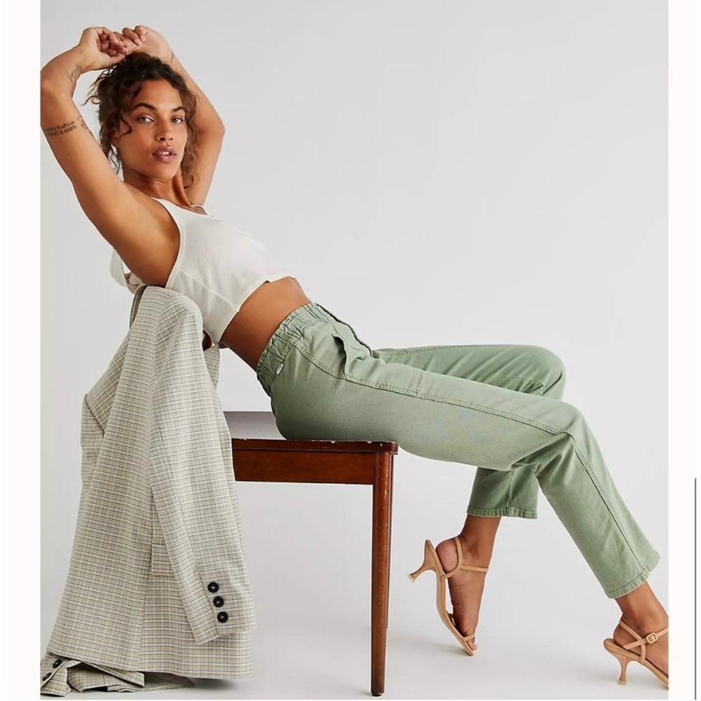 MOTHER The Springy Ankle Pants Women's 27 Green High Rise Utility Denim - Picture 7 of 14